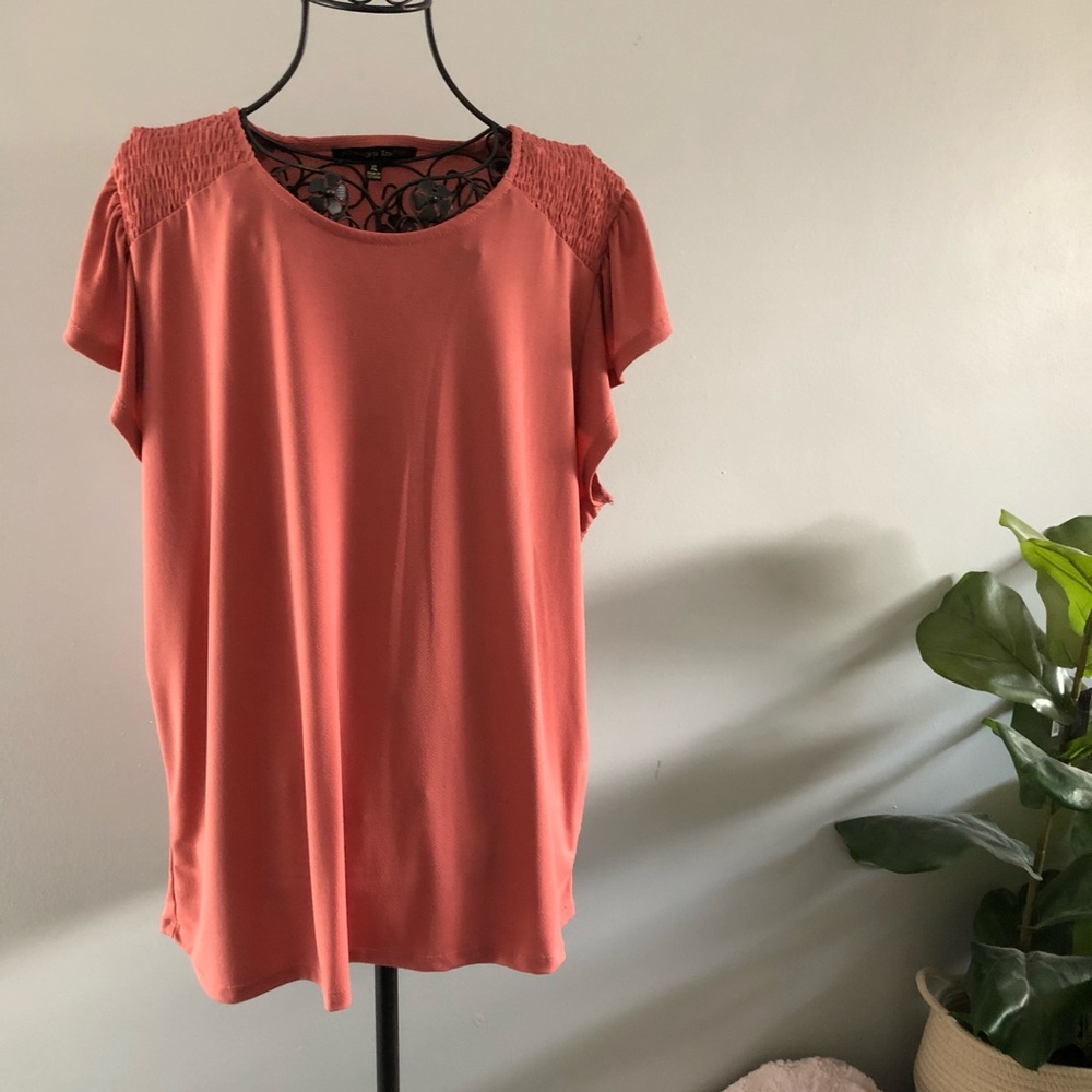 Always Indigo Coral Blouse Top- XL